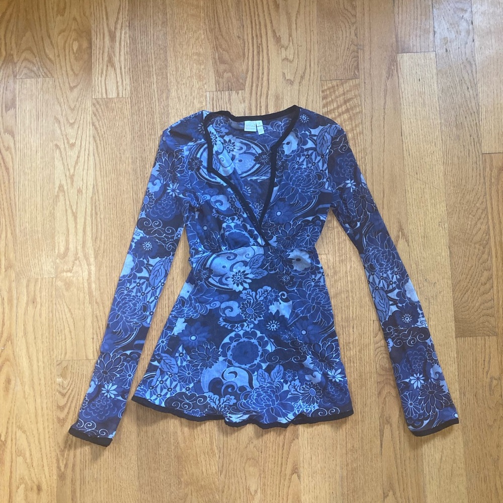 Y2k Long Sleeve Sheer Blouse